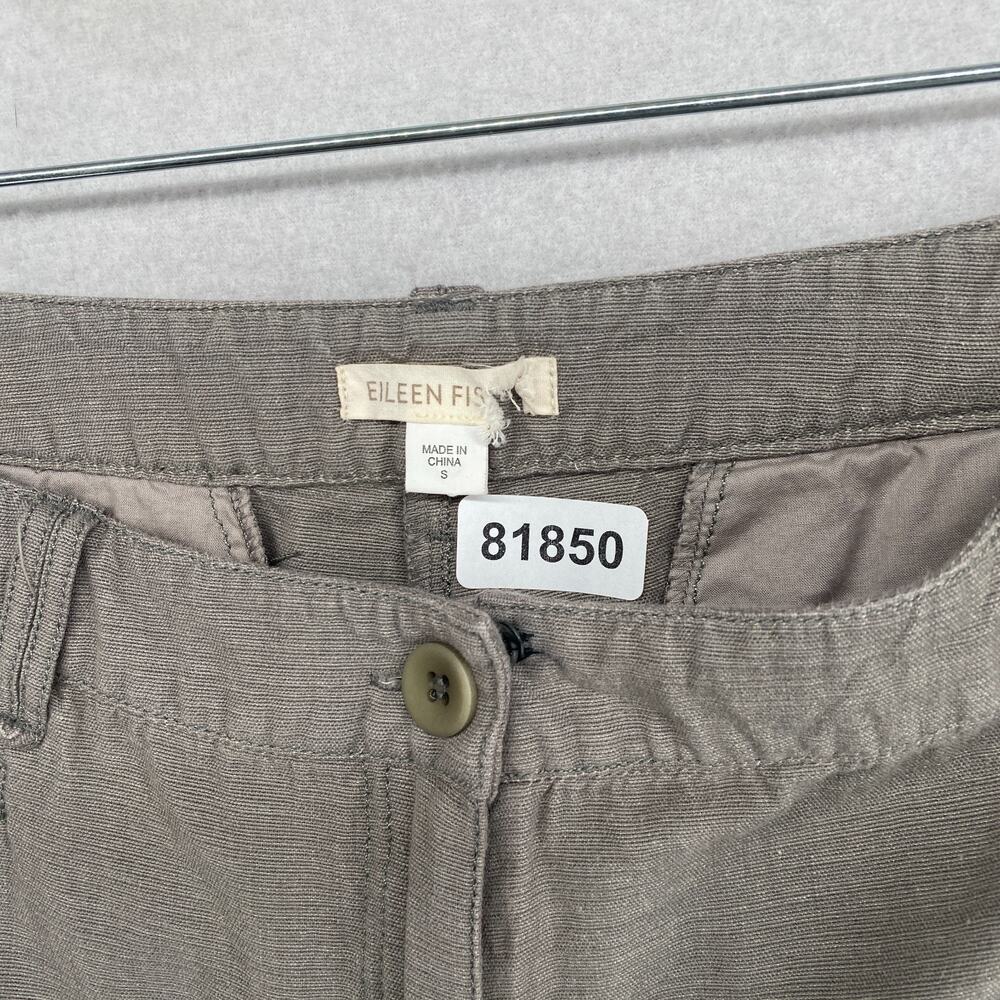 EILEEN FISHER Pants S Soft Cotton Canvas Chino Straight Cropped Cuff Detail Gray - Picture 14 of 14